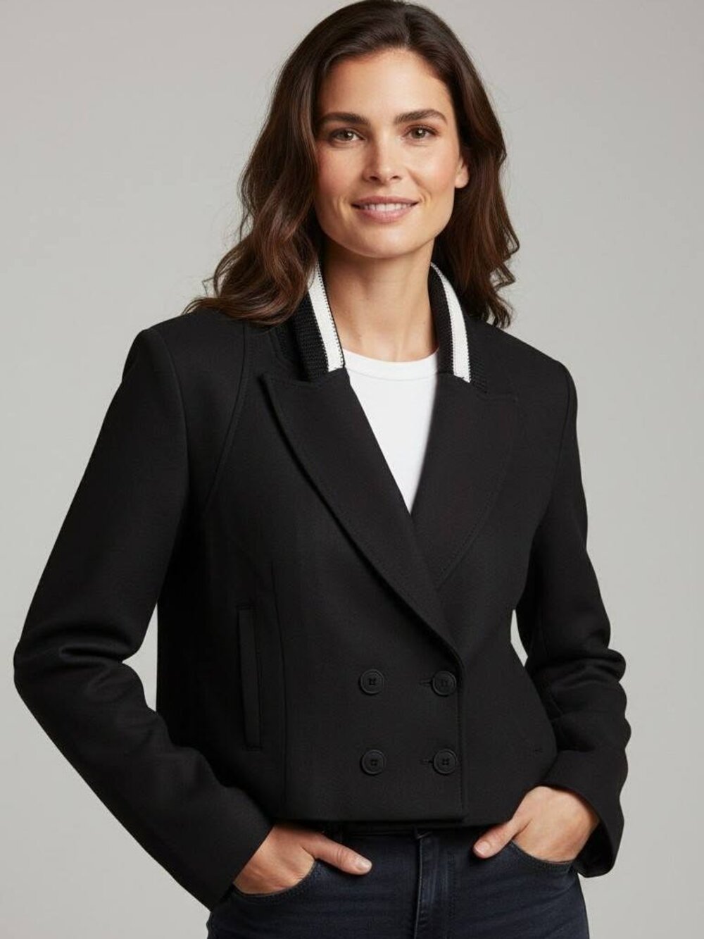 Cabi Black Tie Jacket #6033 – Black Double-Breas Blazer – Size 12
